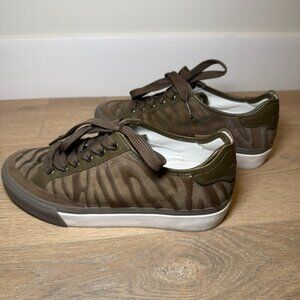 Rag & Bone RB1 Low Top Sneaker Olive Green Zebra Textured, Suede & Leather